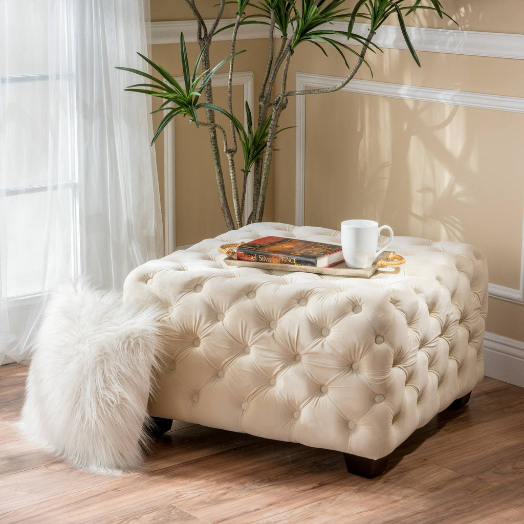 Grey Velvet Ottoman S62525