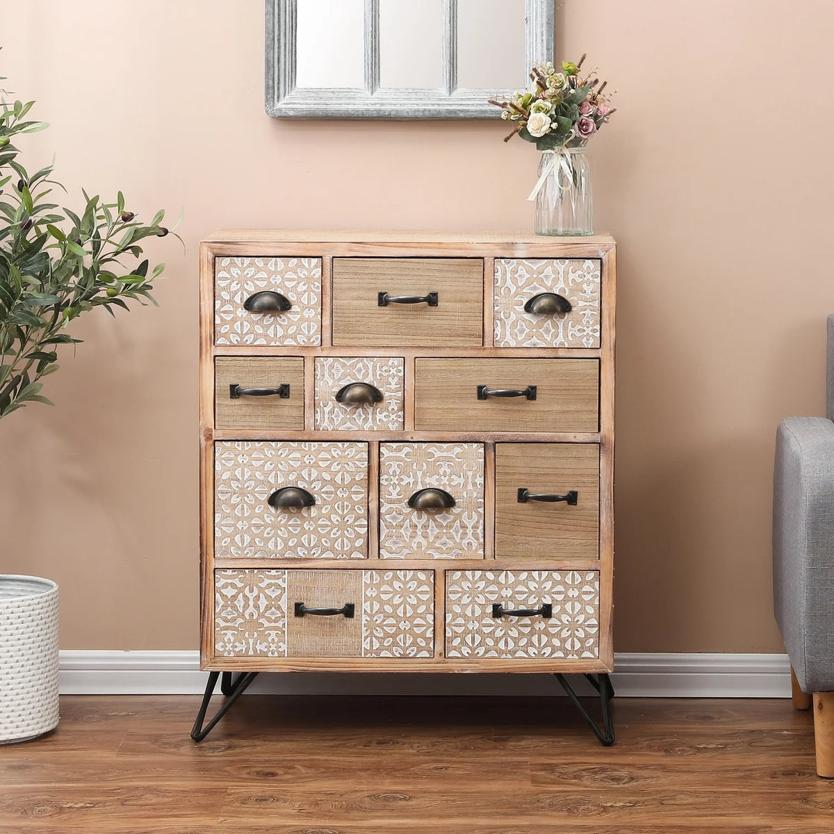 Natural Wood 11-Drawer Apothecary Chest W334696
