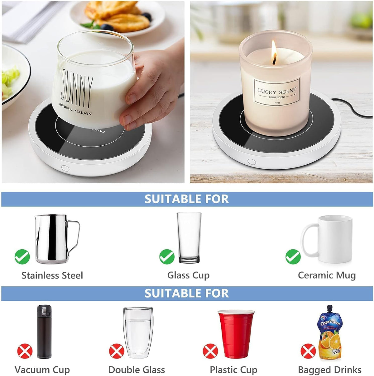Electric Beverage Warmer Plate with 3 Temperature Settings I920
