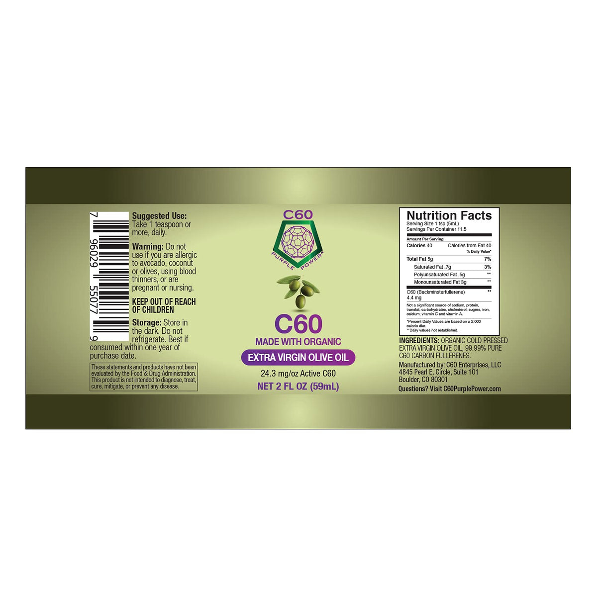 2 Fl Oz Organic Cold-Pressed Olive Oil, Pack of 2 U50821