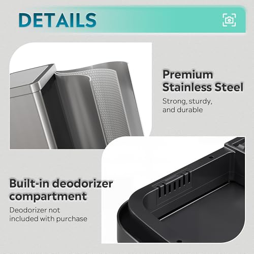 16 Gallon Motion Sensor Stainless Steel Trash Can F2199