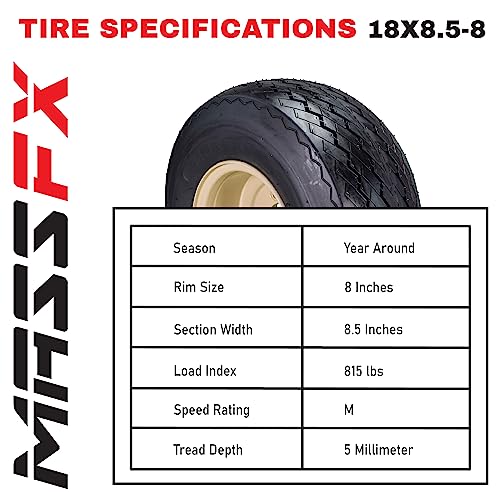 Set of 4 18x8.5-8 Beige Golf Cart Wheels and Tires Combo C432