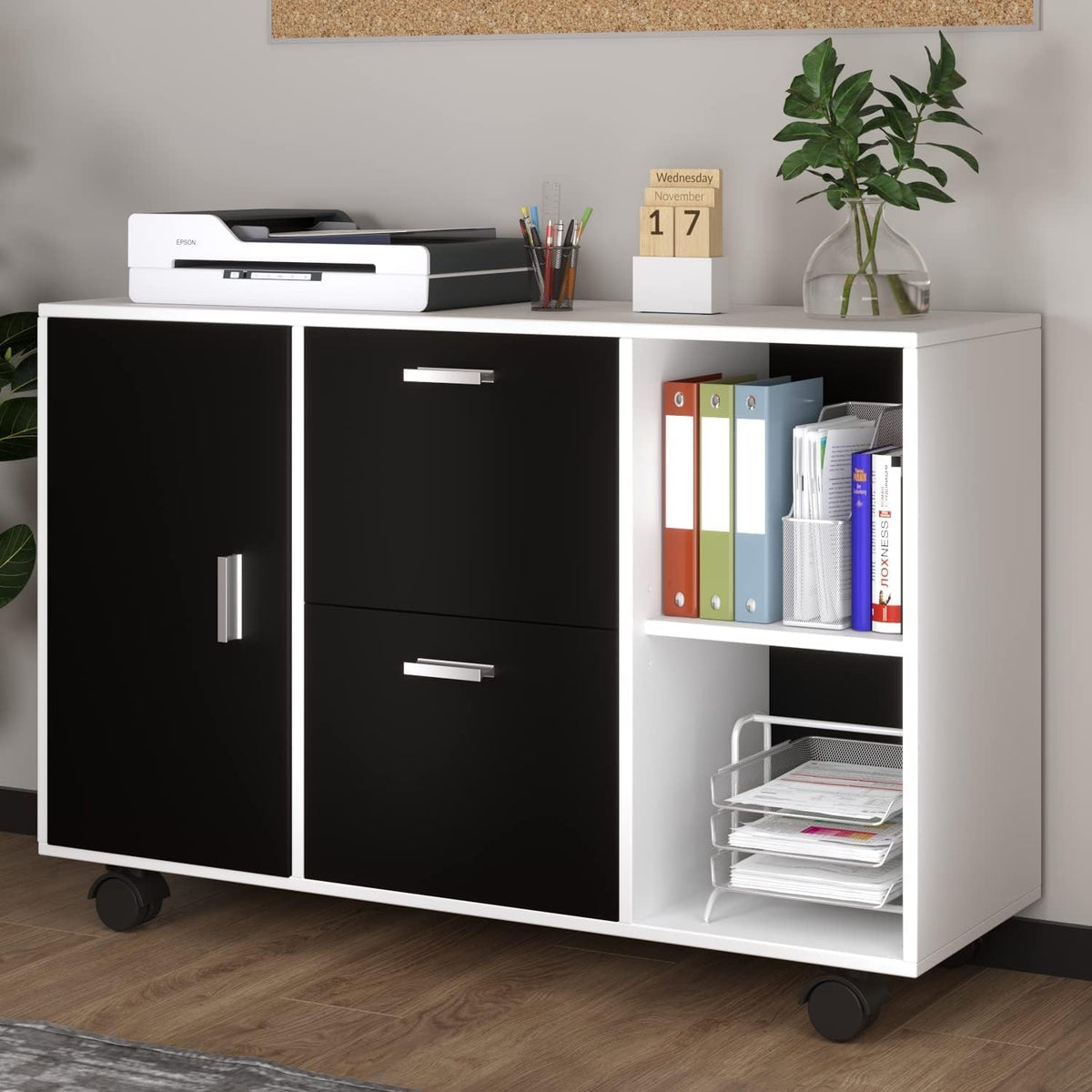 2 Drawer Mobile Lateral File Cabinet with Adjustable Shelf S408392
