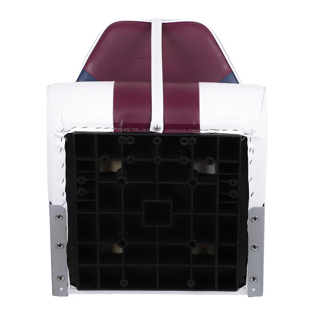 High back Folding Boat Seat, White/Burgundy/Navy, 2 seats Q638585