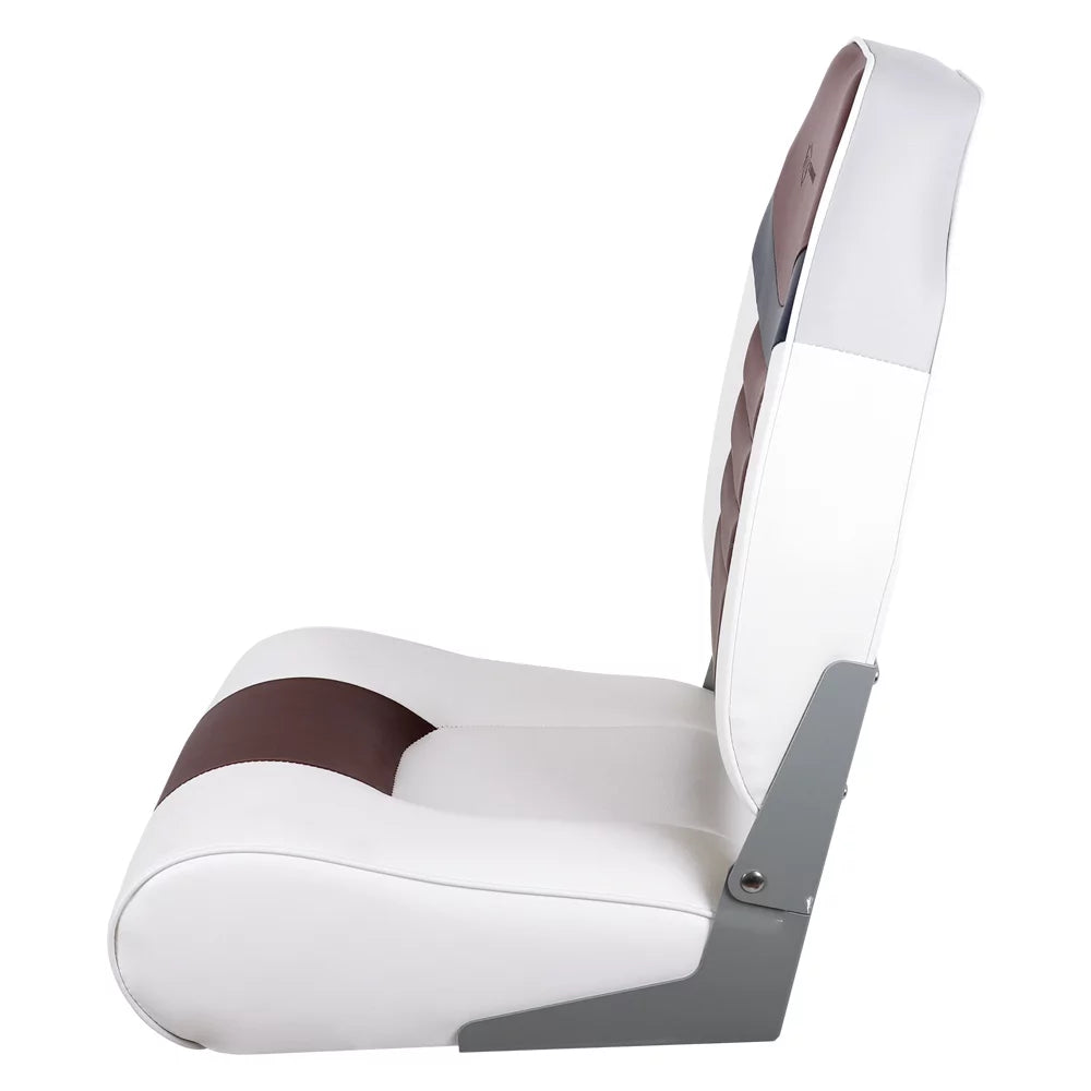 High back Folding Boat Seat, White/Burgundy/Navy, 2 seats Q638585