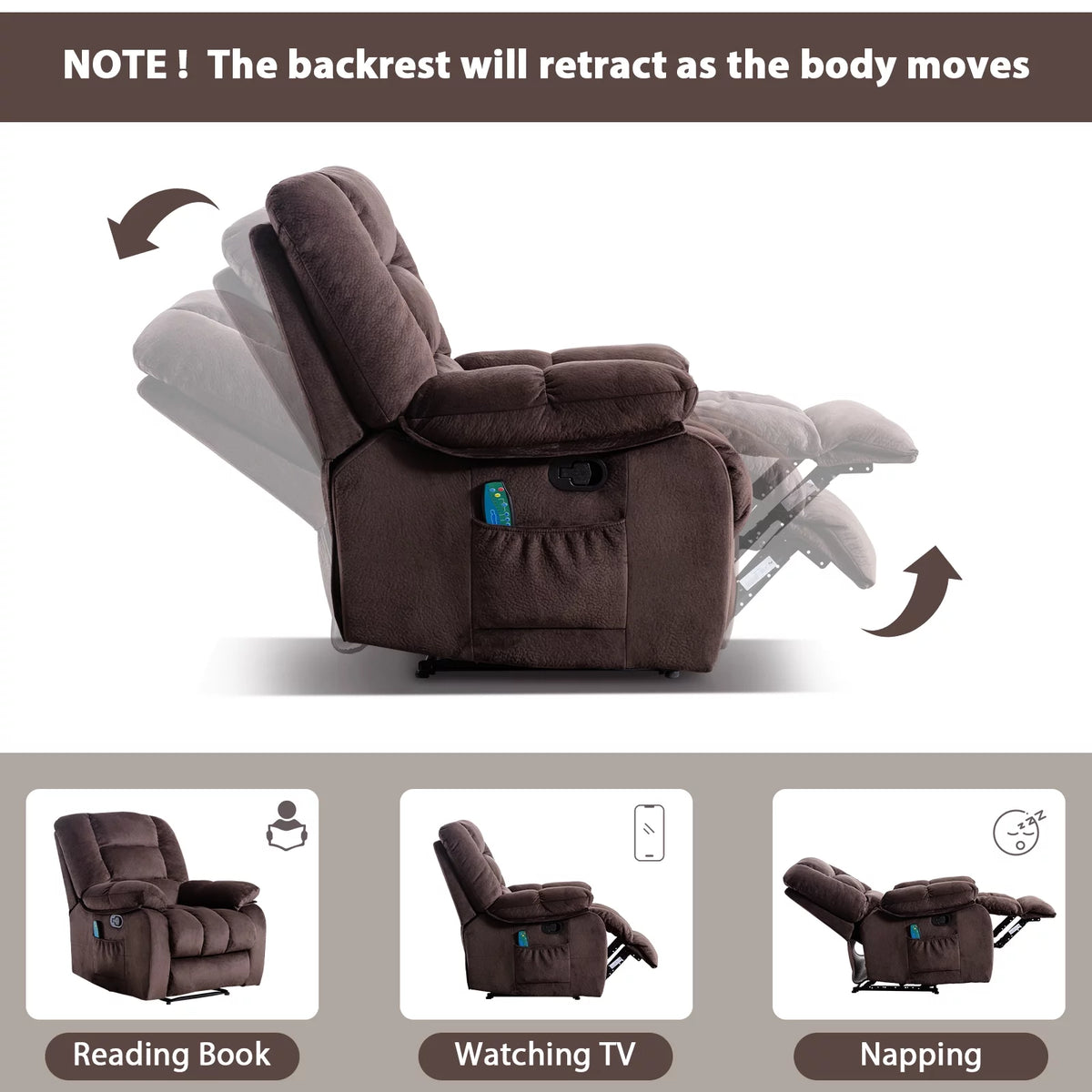 Brown Fabric Manual Recliner Chair K684