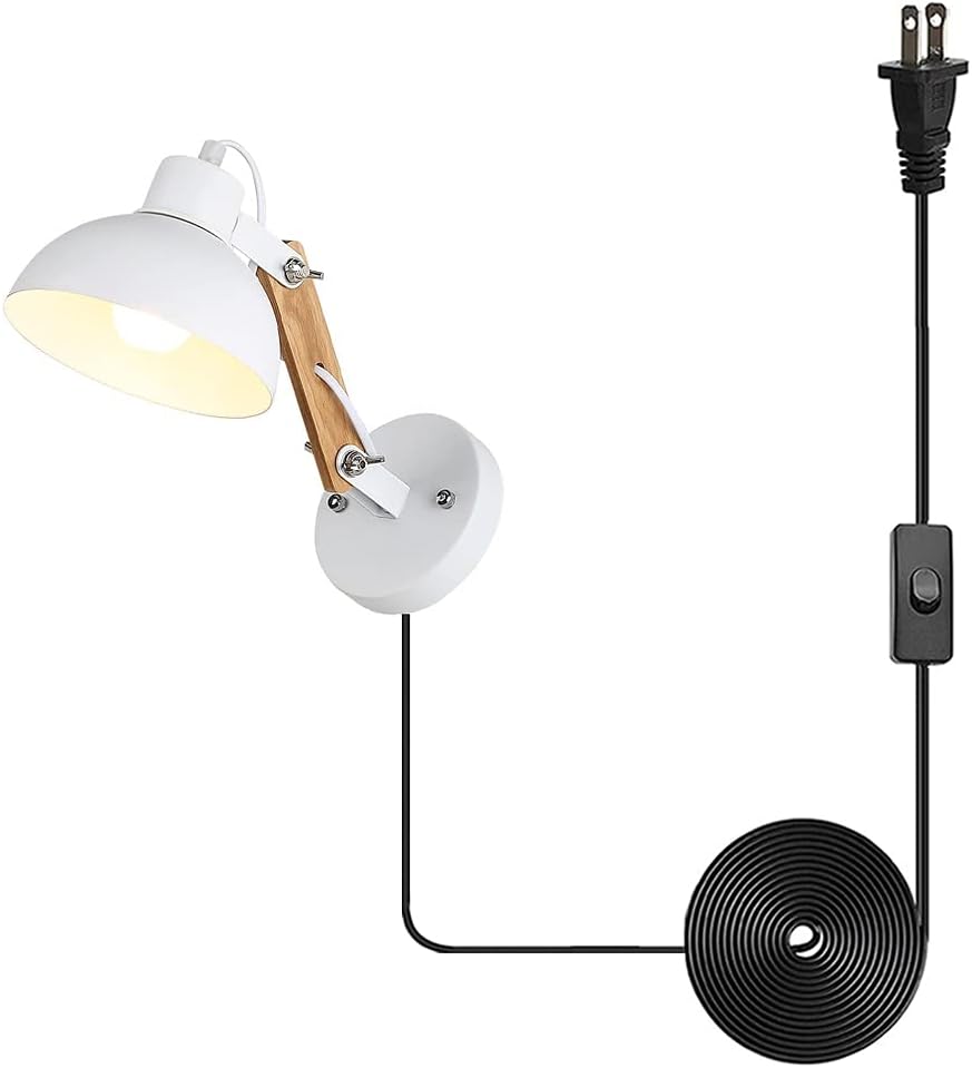 Solid Wood Metal Wall Lamp White C4871