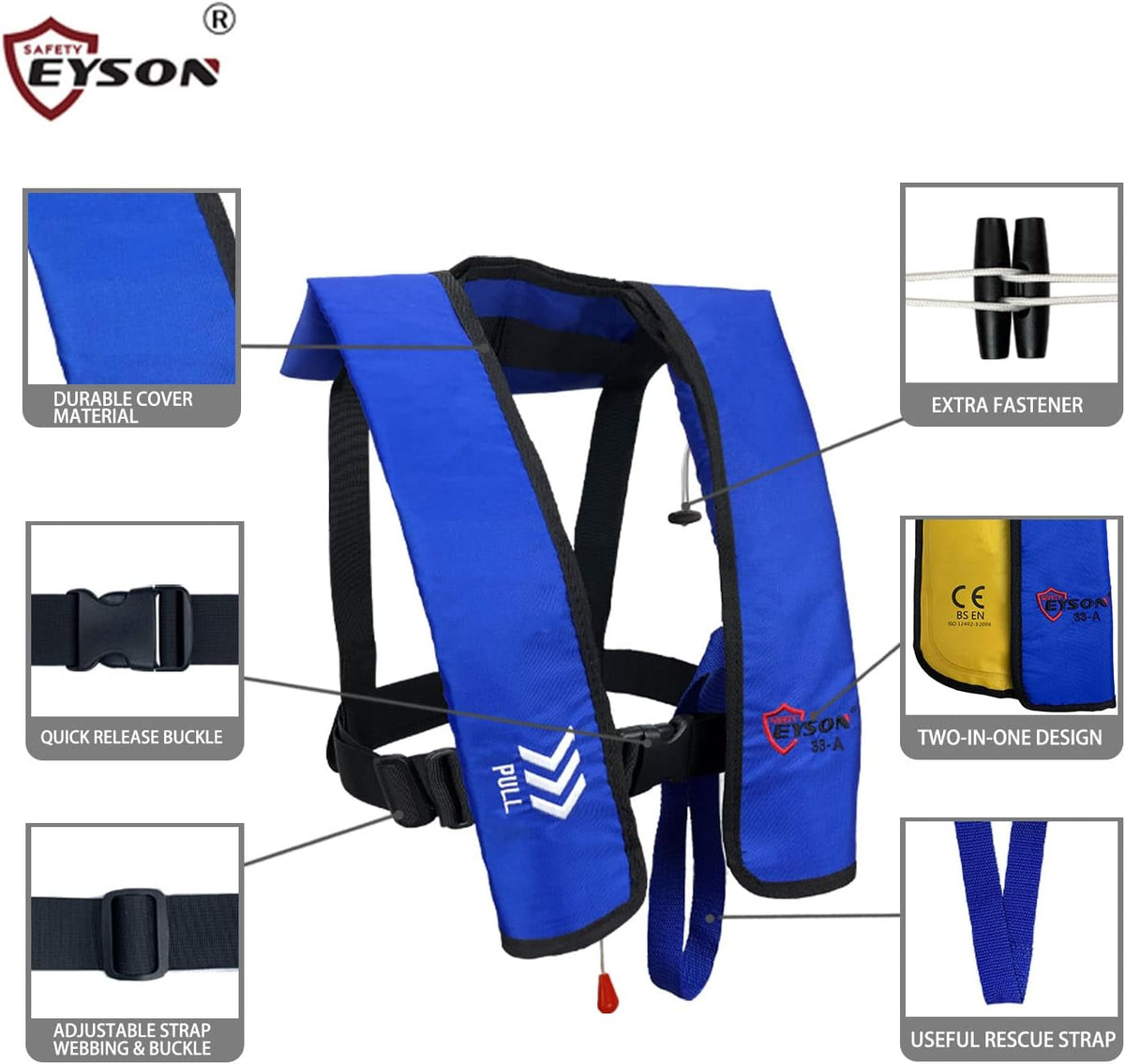 Blue Auto Inflatable Life Jacket W31174