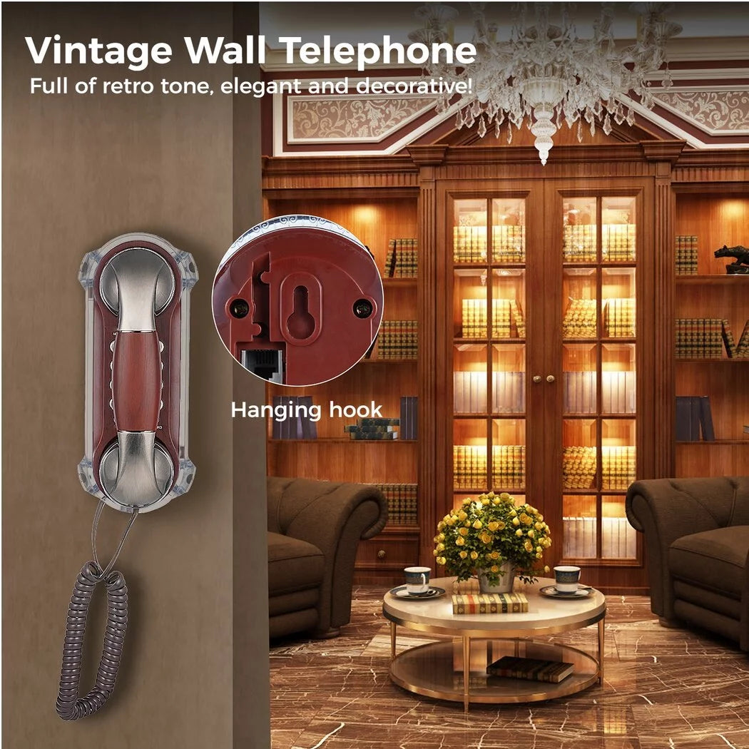Vintage Wall-Mounted Telephone with Blue Indicator T194254