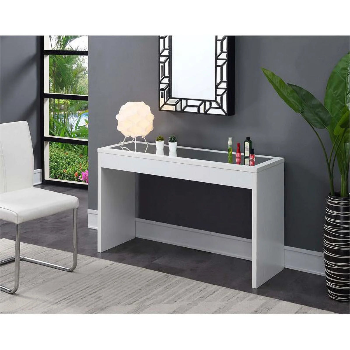 White Mirrored Console Table W165