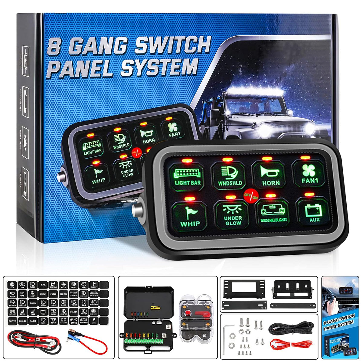 8 Gang Switch Panel with Solid State Relay X64754