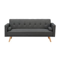 Dark Gray Fabric Futon Sofa Bed with Two Pillows W40499