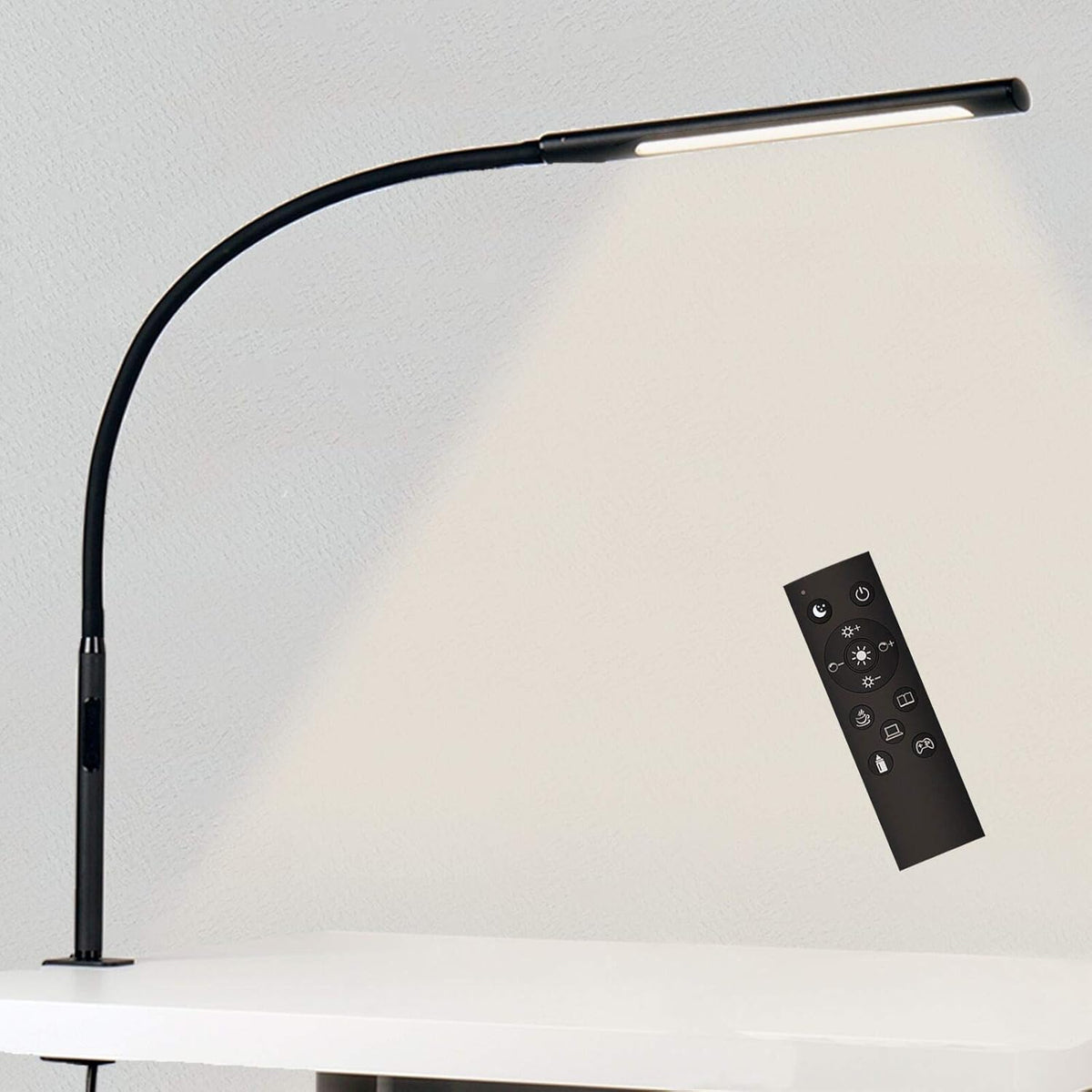 Black Swing Arm LED Desk Lamp with Remote Control W628