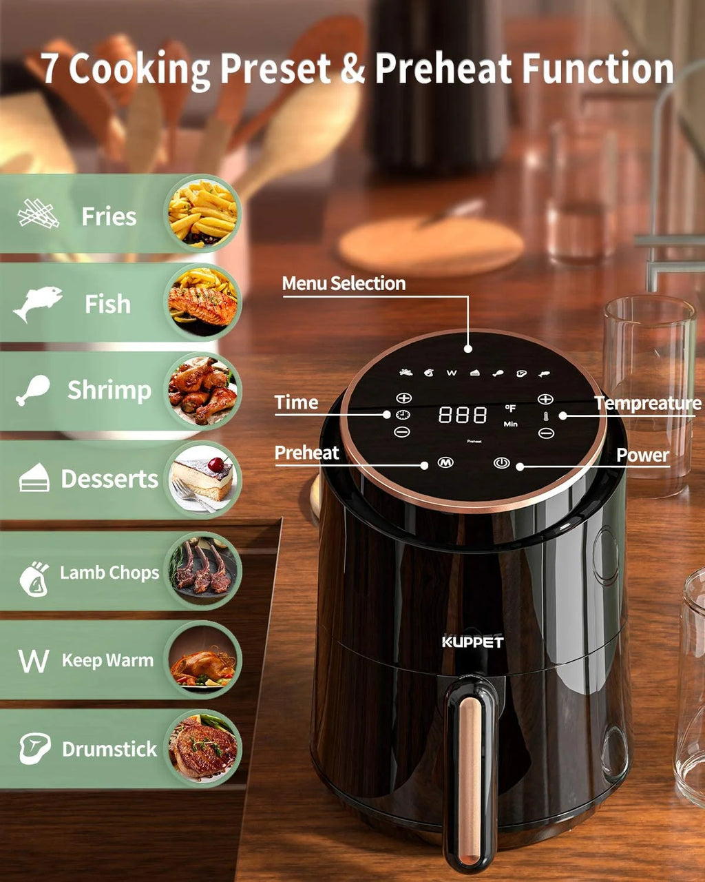Black 1500W Electric Air Fryer D612575