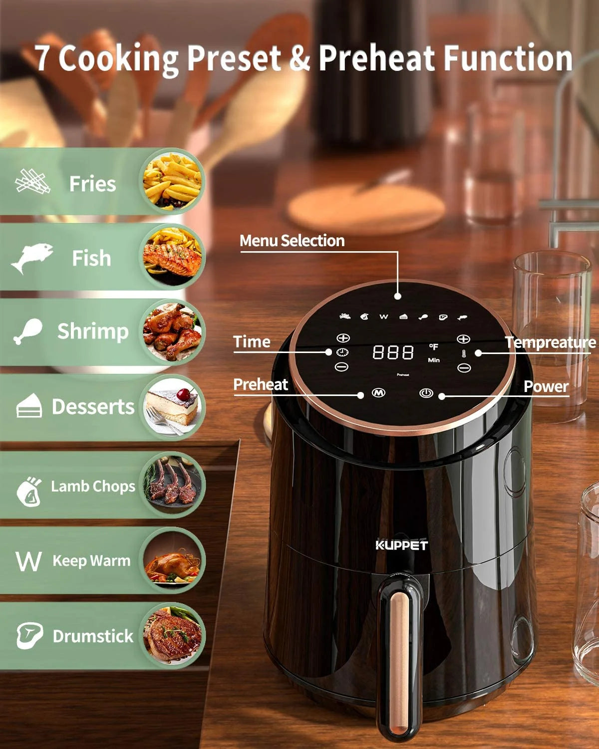 Black 1500W Electric Air Fryer D612575