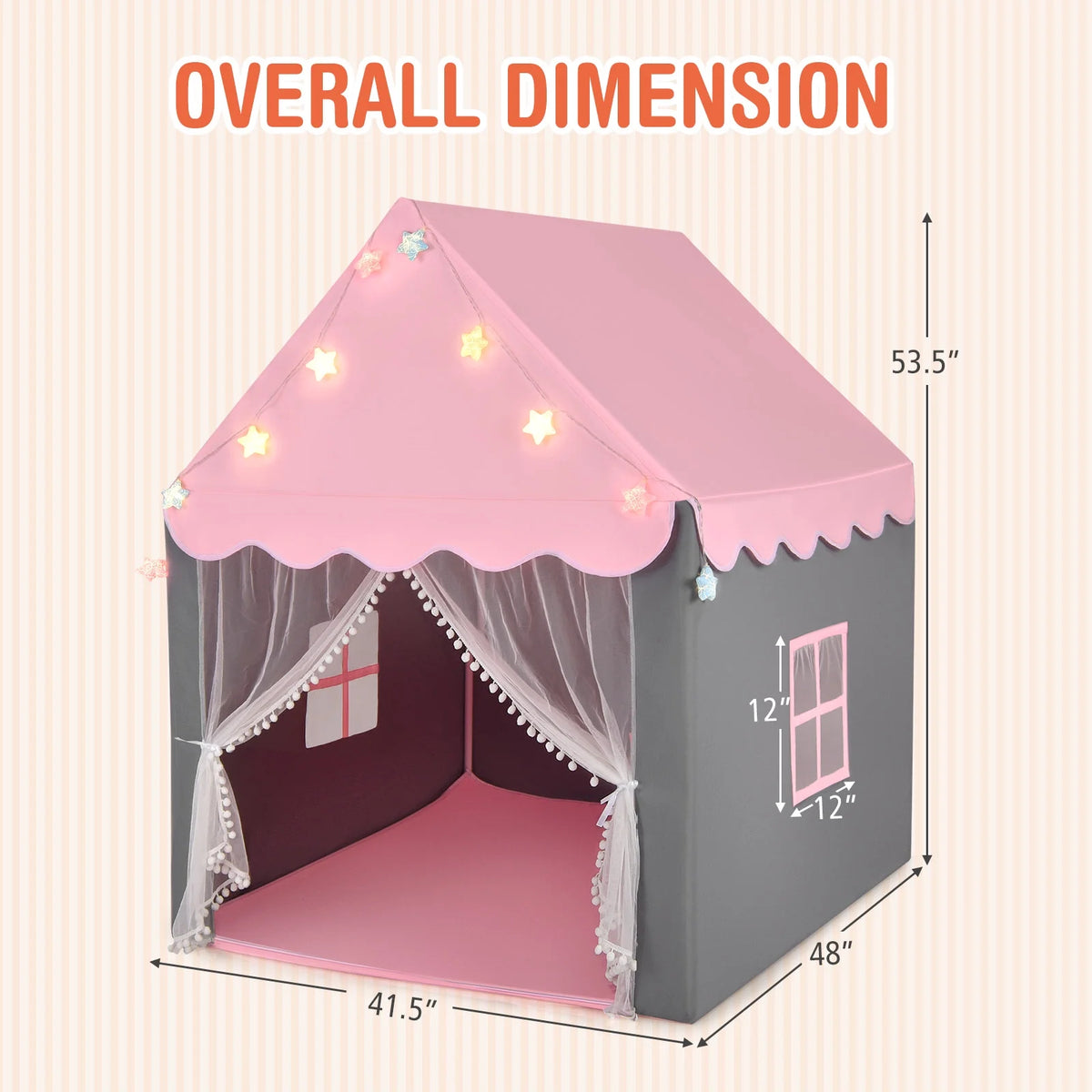 Pink Castle Fairy Tent with Star Lights Mat U533100