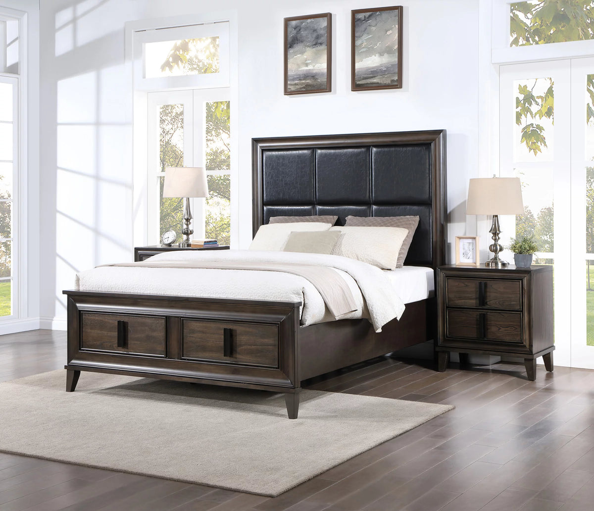 Dark Brown 3-Piece Upholstered Storage Bedroom Set D50818