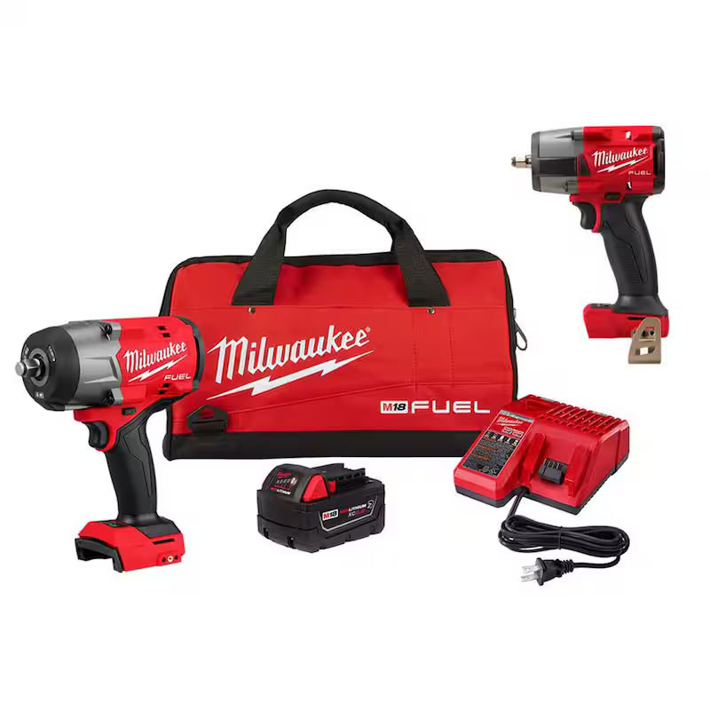 18V Brushless Cordless 1/2 in. and 3/8 in. Impact Wrench Kit R199