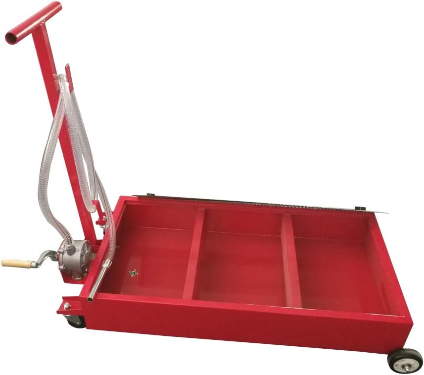 Red 20 Gallon Oil Drain Pan with Pump and 8' Hose N87485