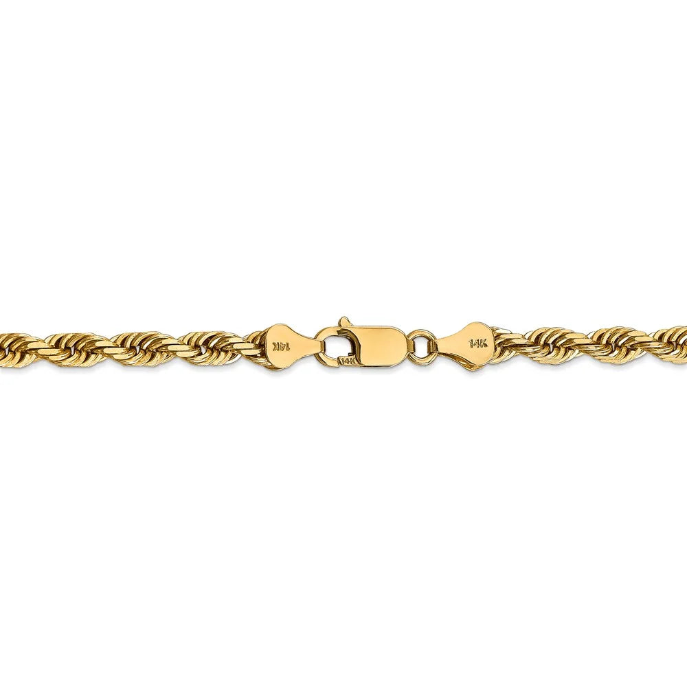 22 inch 14kt Yellow Gold Diamond Cut Rope Chain C896