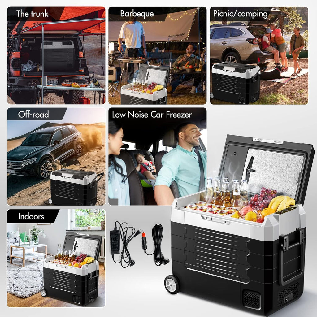 Portable Car Refrigerator 12 Volt 59 Quart Dual Zone Compressor Cooler E14575