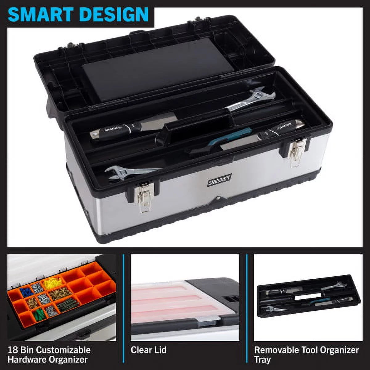 Portable Metal and Plastic Tool Box with 18 Bins L6408