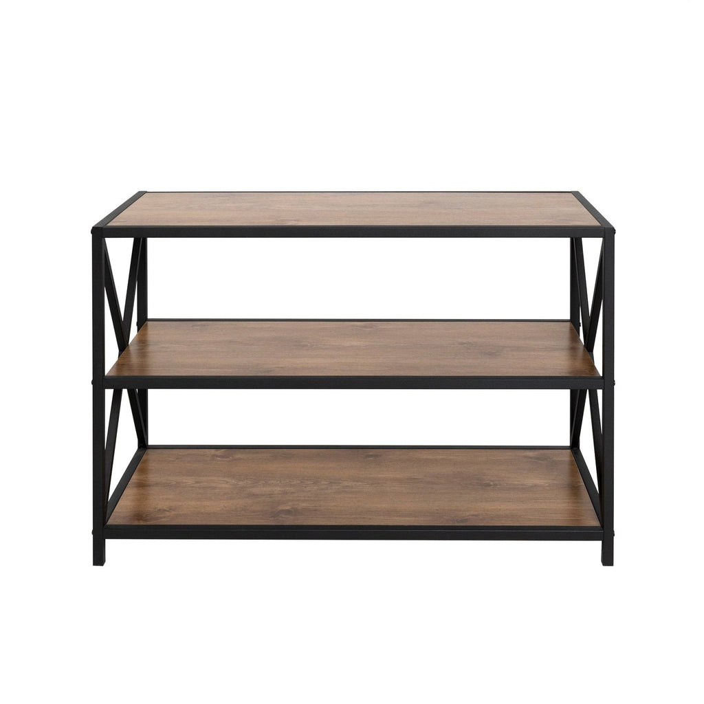 Rustic Oak / Black Metal X-Frame Bookshelf C738172