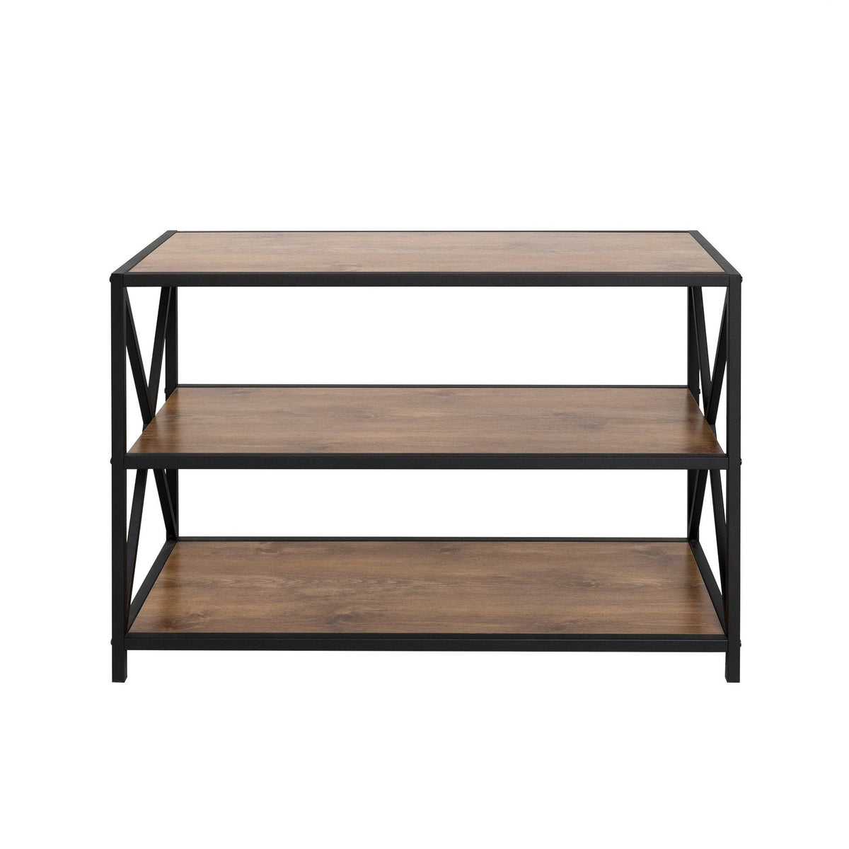 Rustic Oak / Black Metal X-Frame Bookshelf C738172