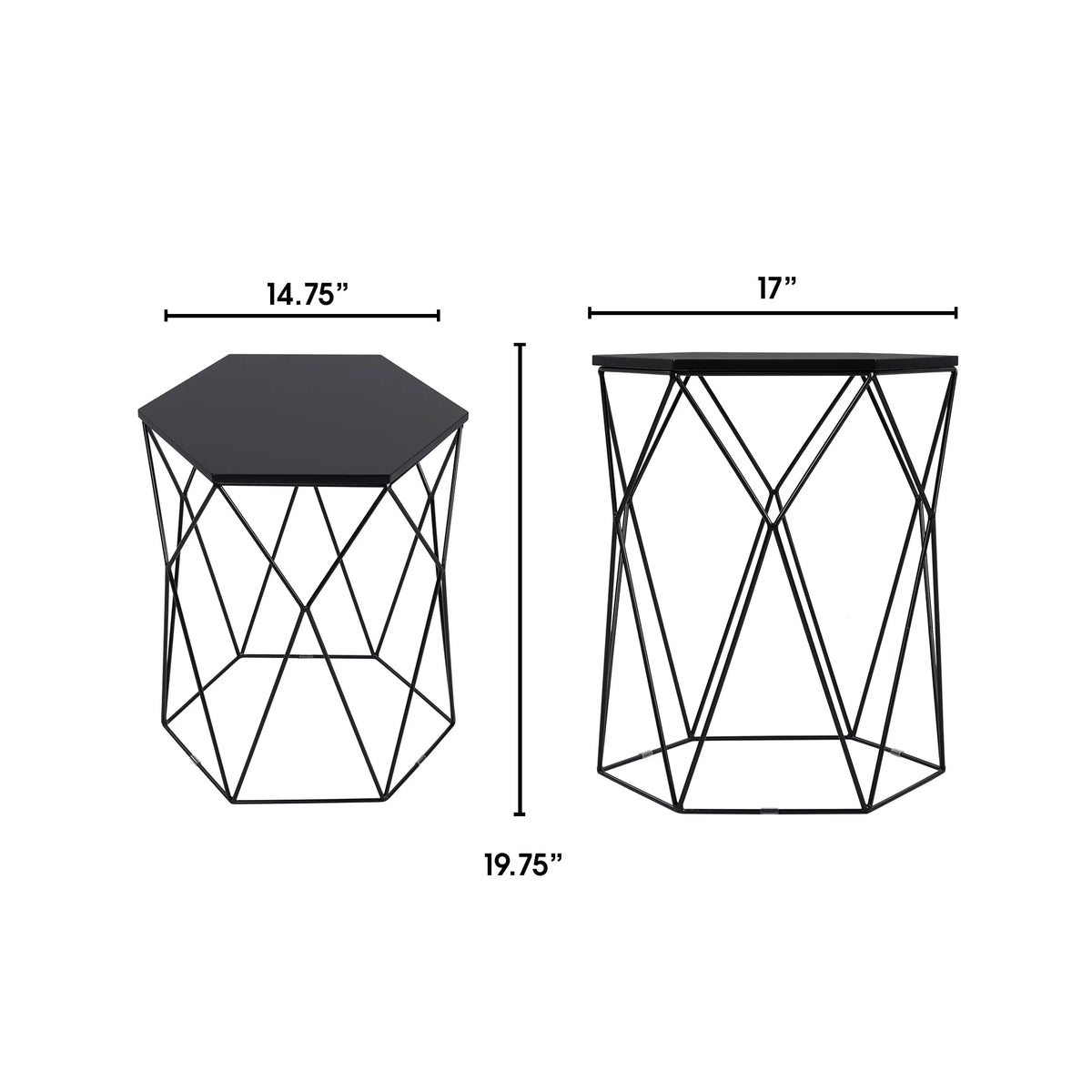 Geometric Side Table in Midnight Black I308