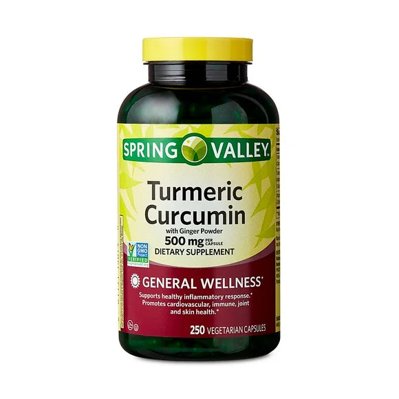 Turmeric Curcumin Ginger Dietary Supplement Vegetarian Capsules 500 mg 250 Count Z7623