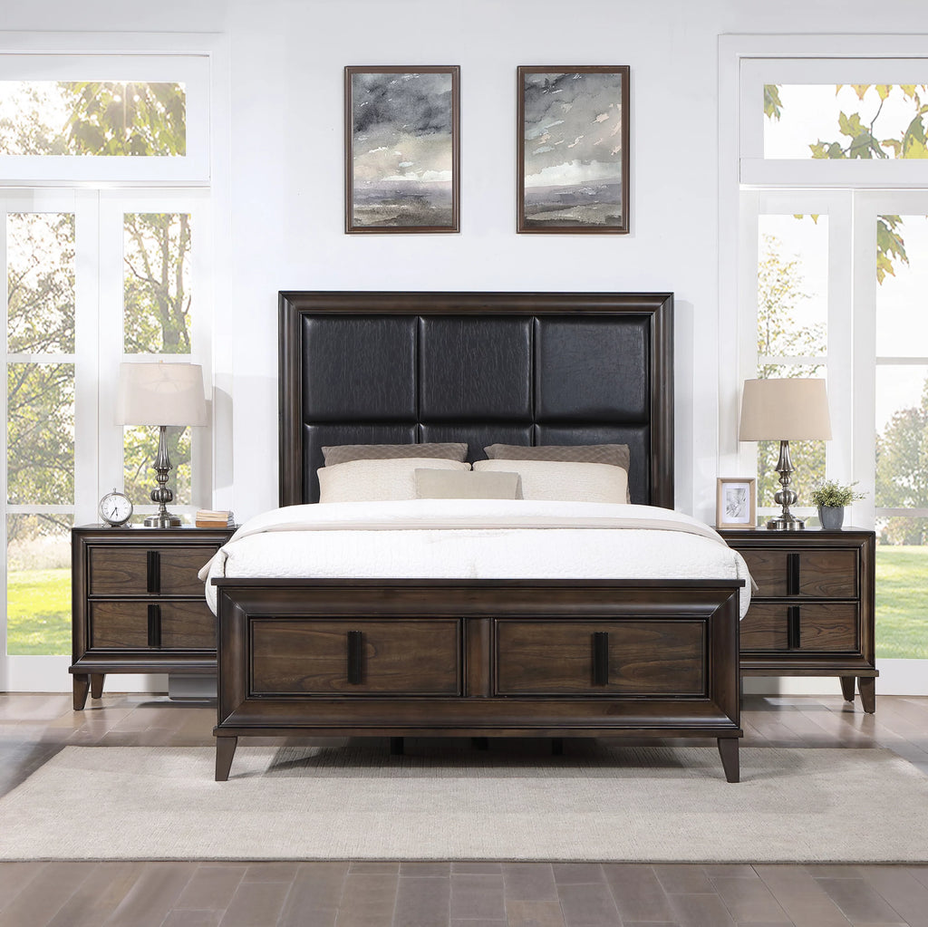 Dark Brown 3-Piece Upholstered Storage Bedroom Set D50818