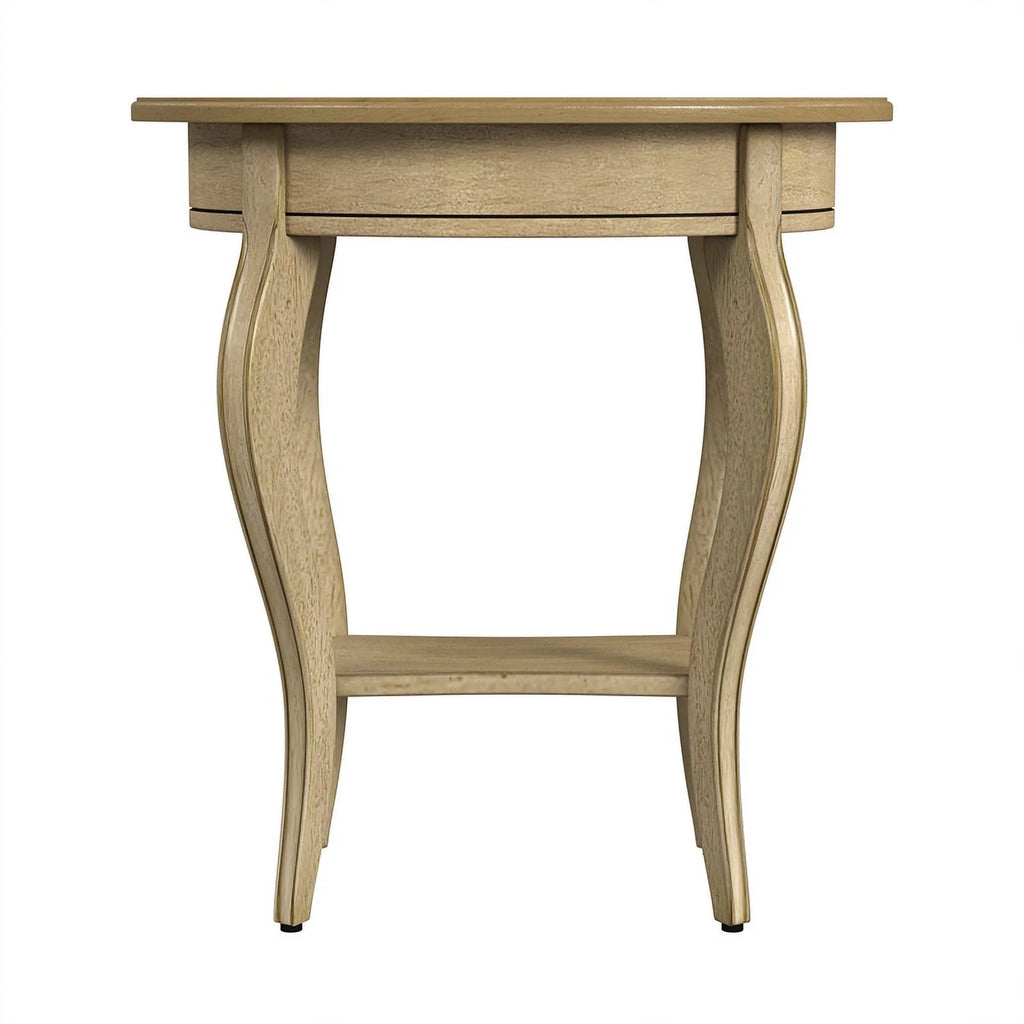 Oval Wood Accent Table in Antique Beige Set of 2 A395761