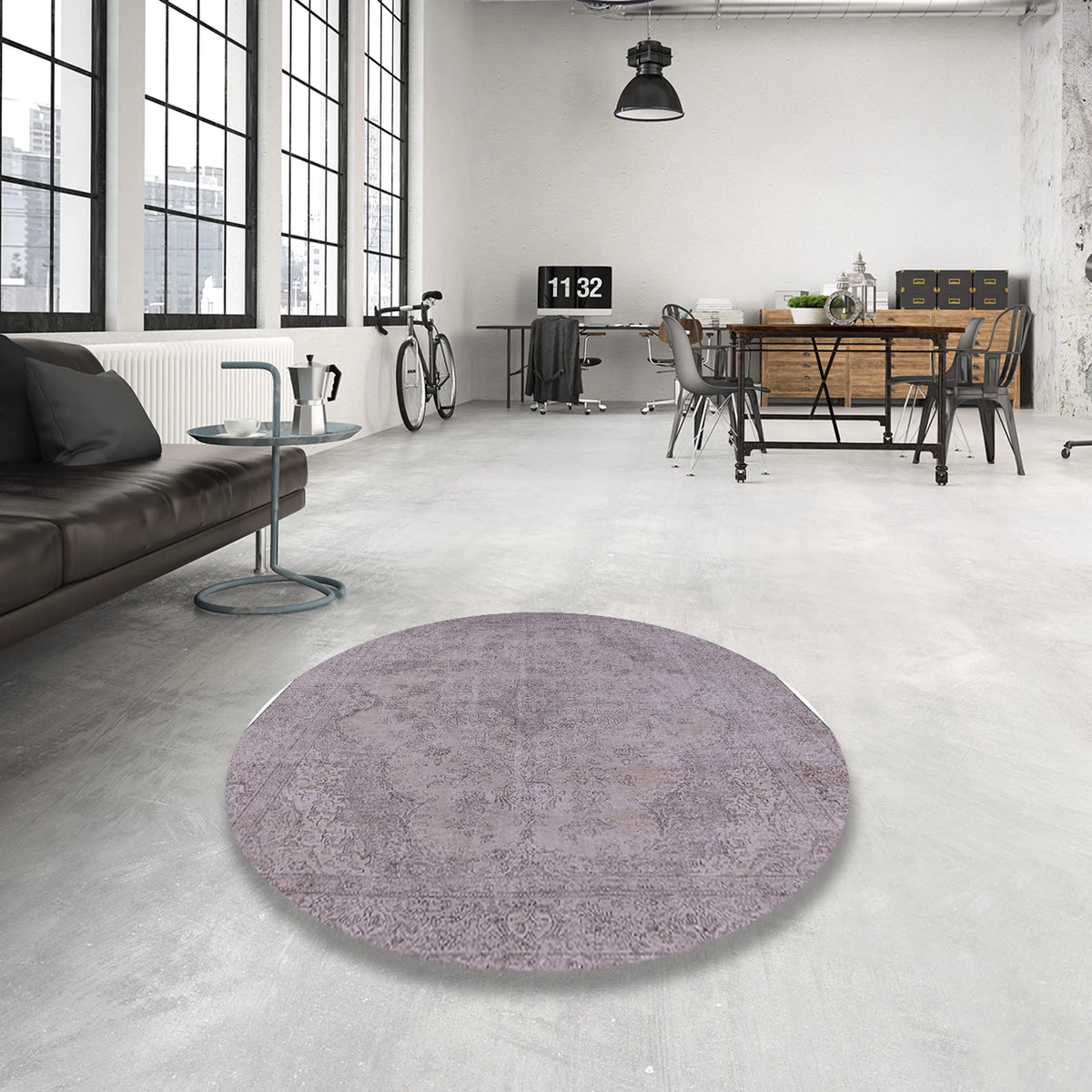 Silver Pink Rectangle Area Rug T702
