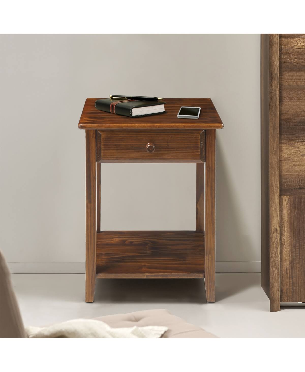 White Nightstand with USB Port K8946