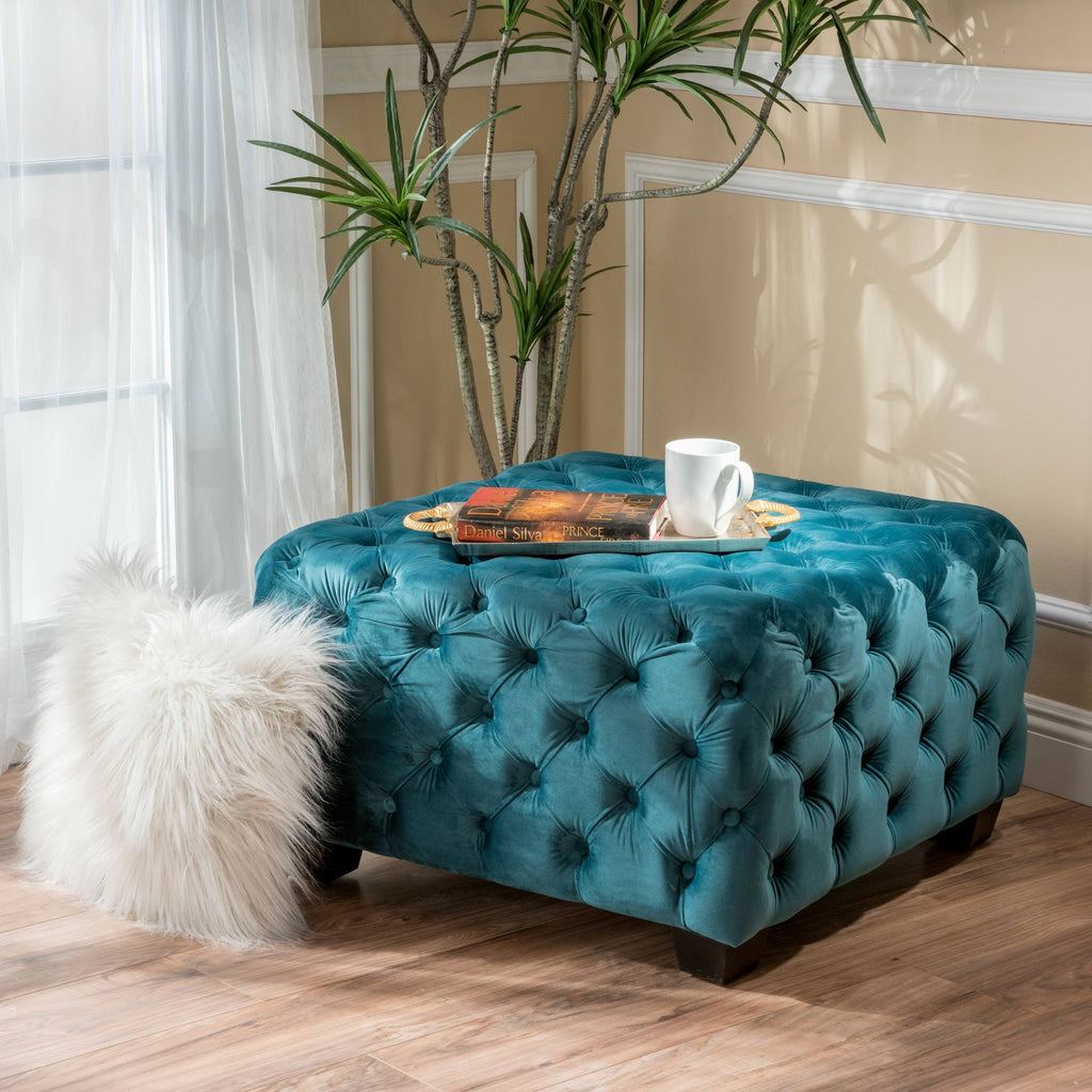 Grey Velvet Ottoman S62525