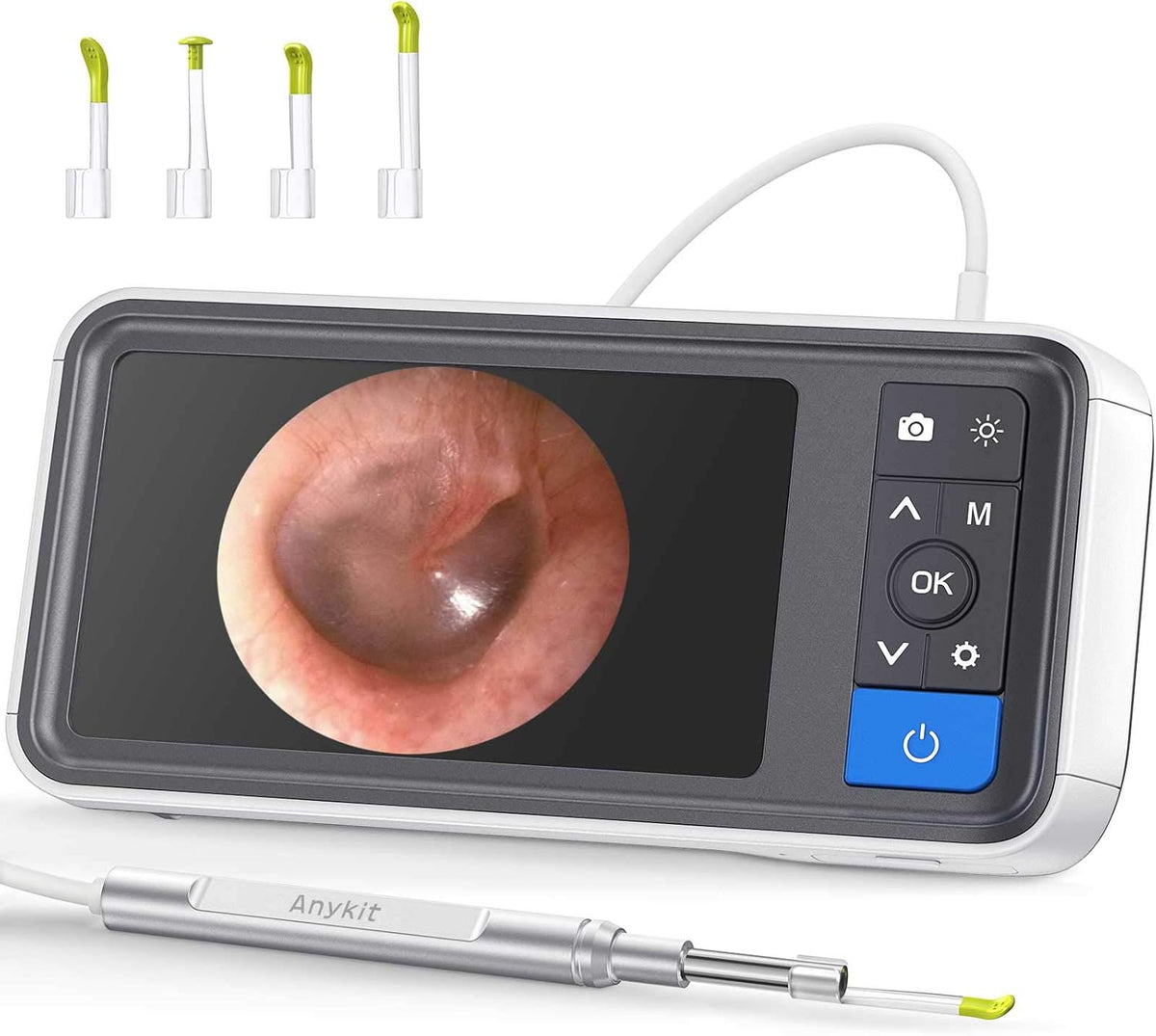 Digital Otoscope with 4.5 Inches Screen, 3.9mm Ear Camera, 6 LED Lights, 32GB Card, Ear Wax Removal Tool, 2500 mAh Rechargeable Battery, Pack of 2 D255323