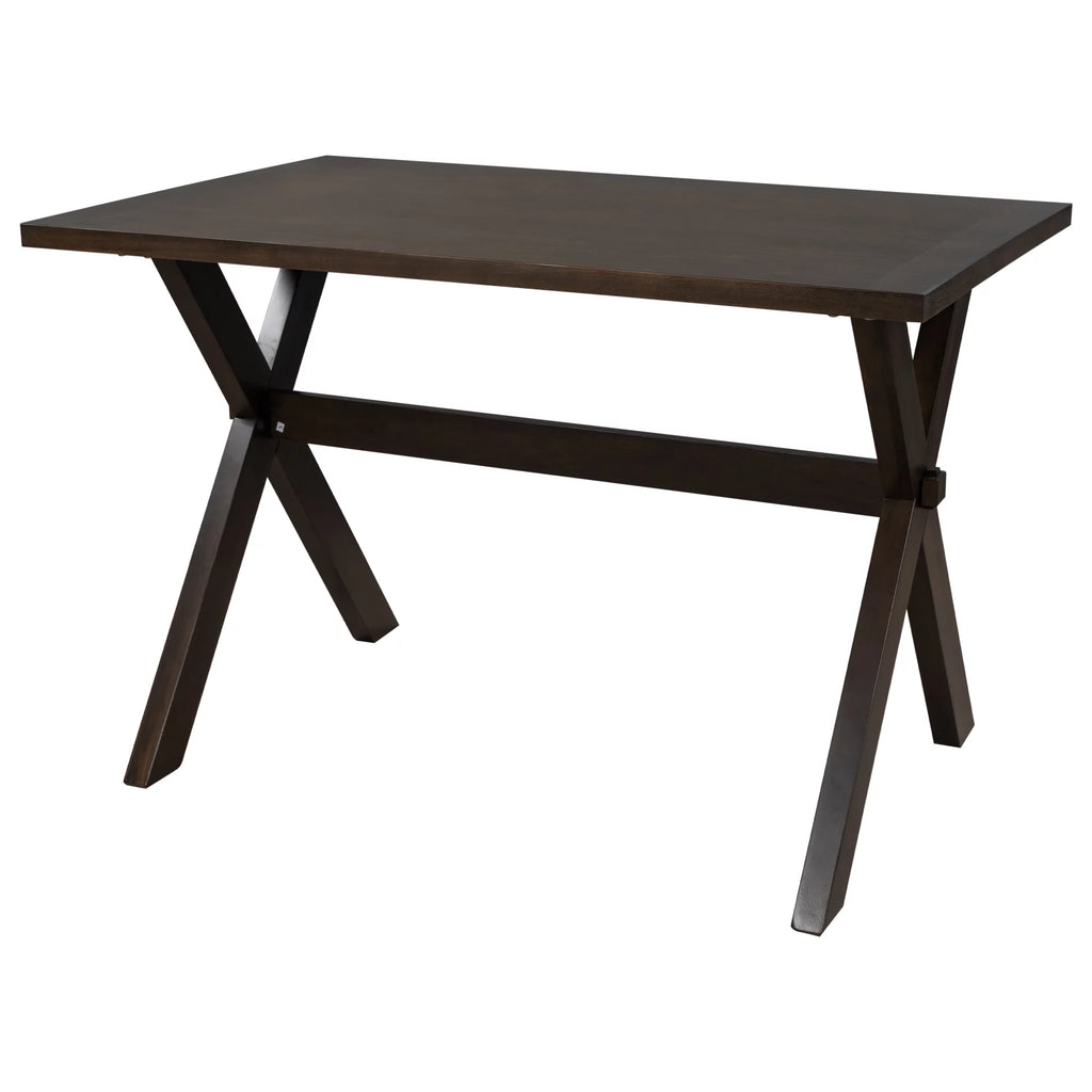 Farmhouse Rustic Wood Dining Table with X-shape Legs, Brown S427849