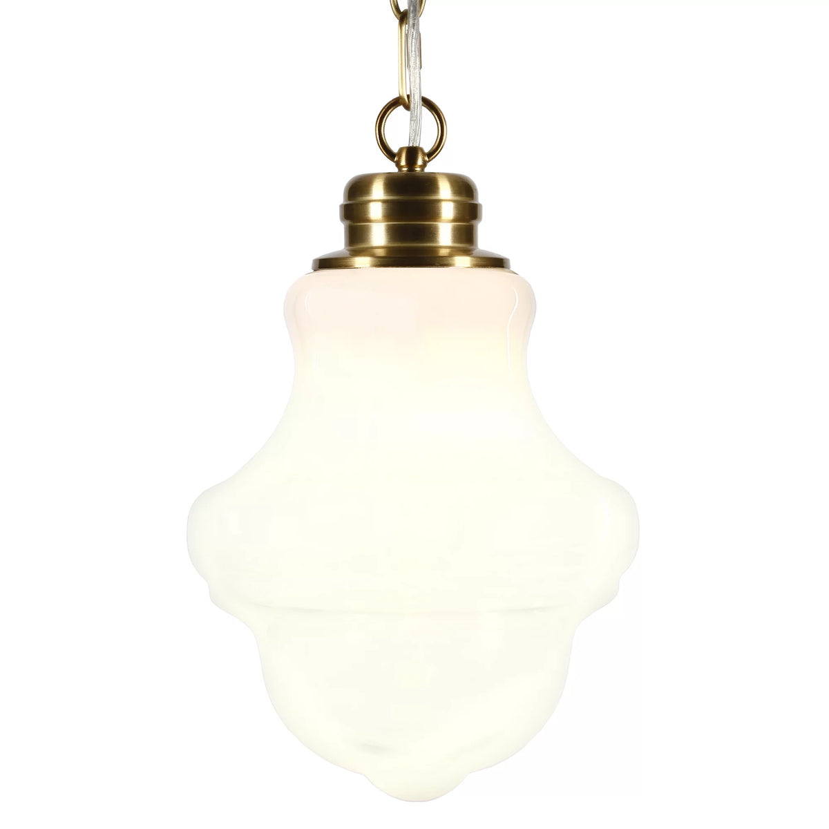 1-Light Brass Pendant with Milk White Glass Shade N6814