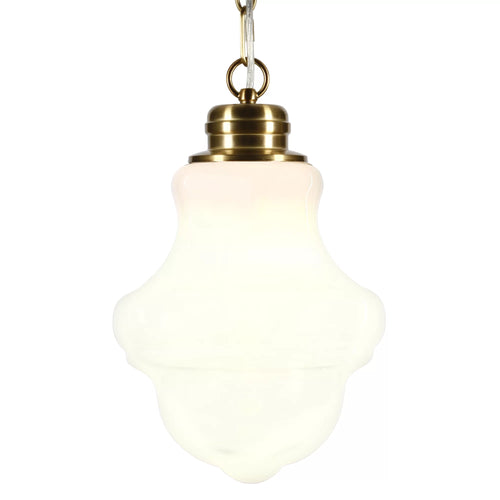 1-Light Brass Pendant with Milk White Glass Shade N6814