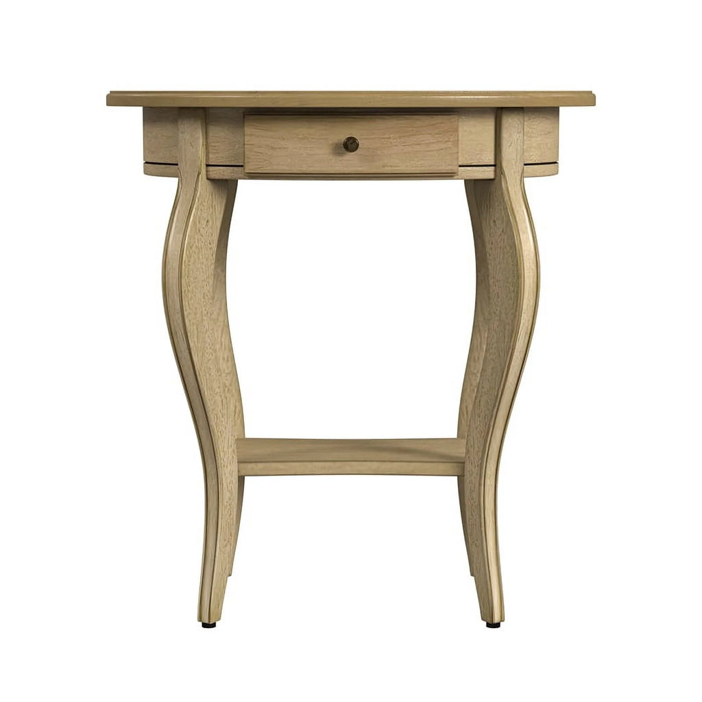Oval Wood Accent Table in Antique Beige Set of 2 A395761