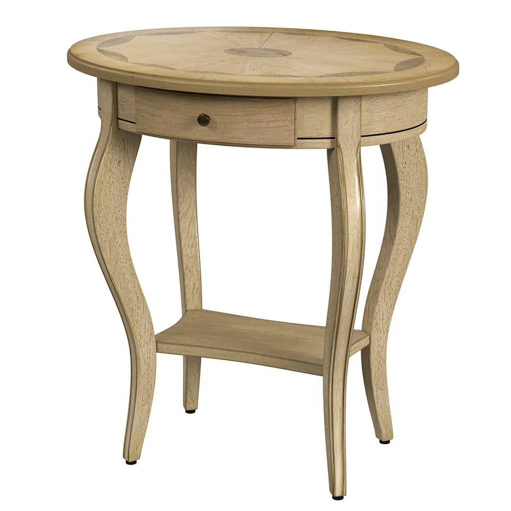 Oval Wood Accent Table in Antique Beige Set of 2 A395761