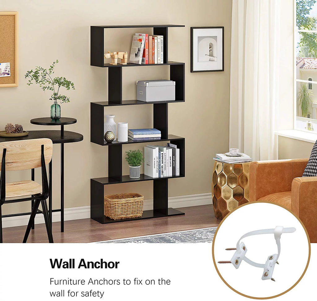 5-Tier Black Bookcase A8307