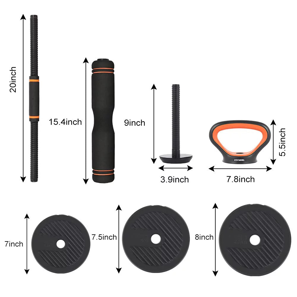 55lb Adjustable Dumbbell, Barbell, and Kettlebell Set Q4833