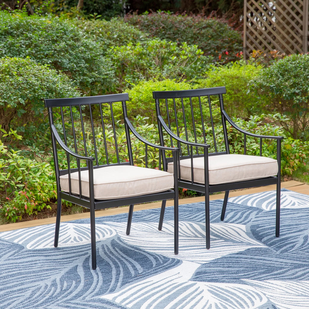 5-Piece Outdoor Dining Set with Cushioned Armchairs & Square Table O631