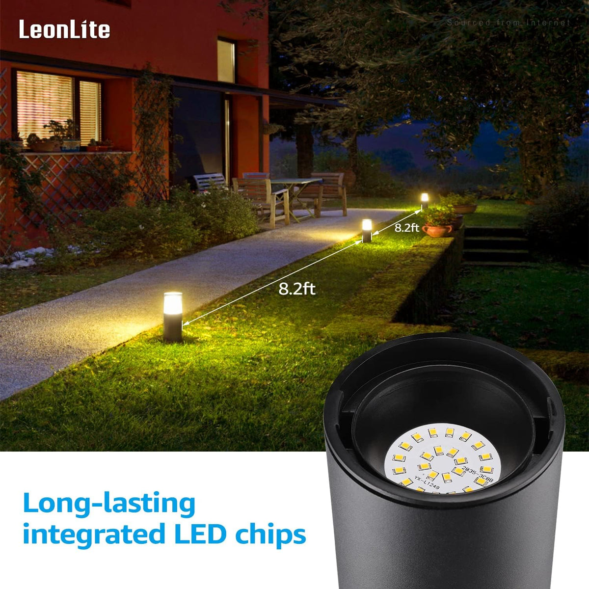 8-Pack Low Voltage LED Landscape Pathway Lights, Die-cast Aluminum, 3000K Warm White E86943