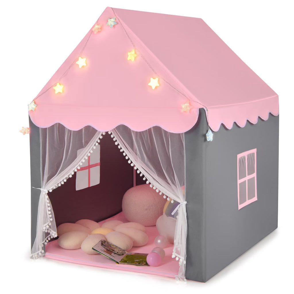 Pink Castle Fairy Tent with Star Lights Mat U533100