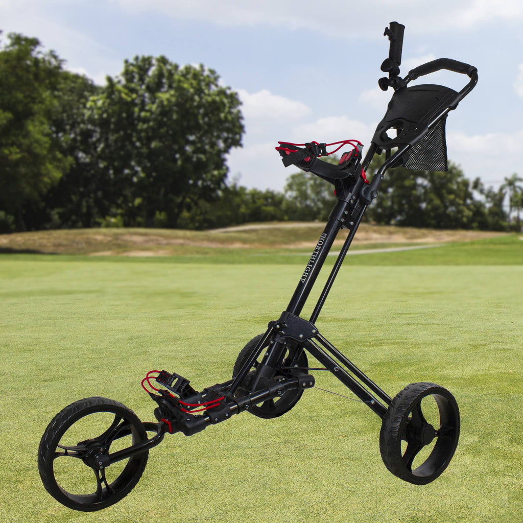 Black Easy Folding 3 Wheel Golf Bag Push Cart V394