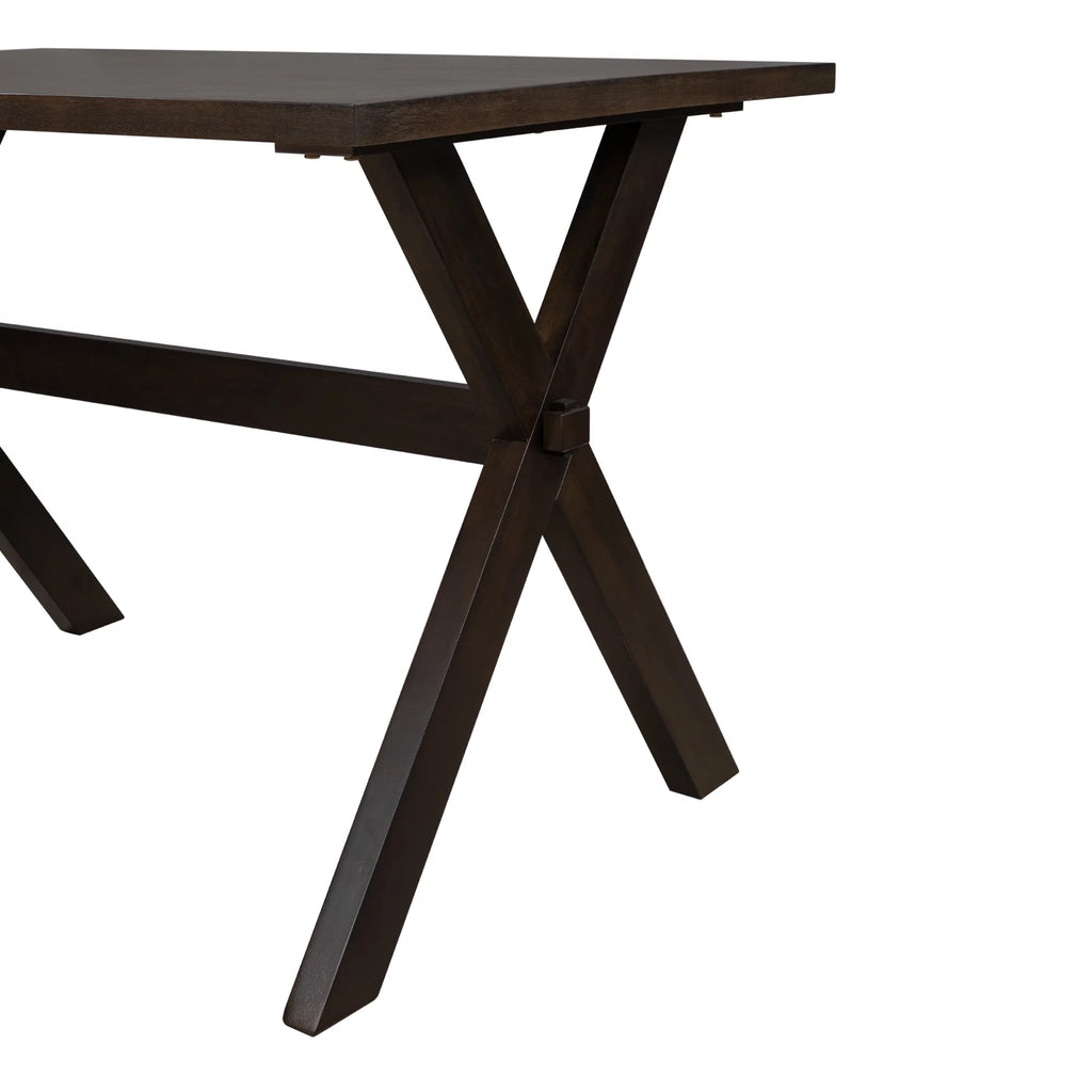 Farmhouse Rustic Wood Dining Table with X-shape Legs, Brown S427849