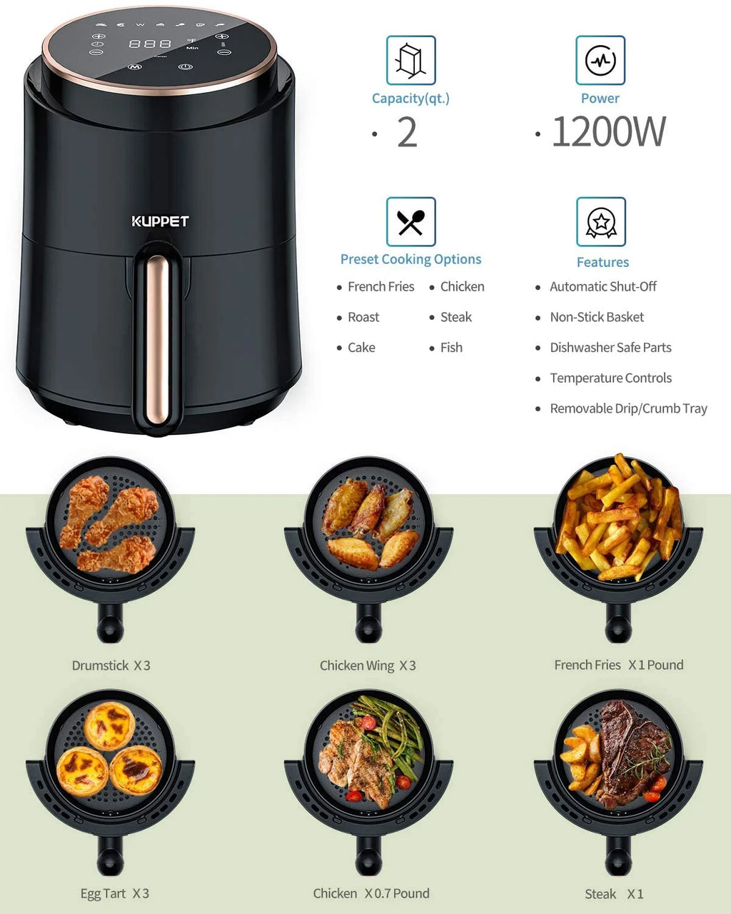 Black 1500W Electric Air Fryer D612575