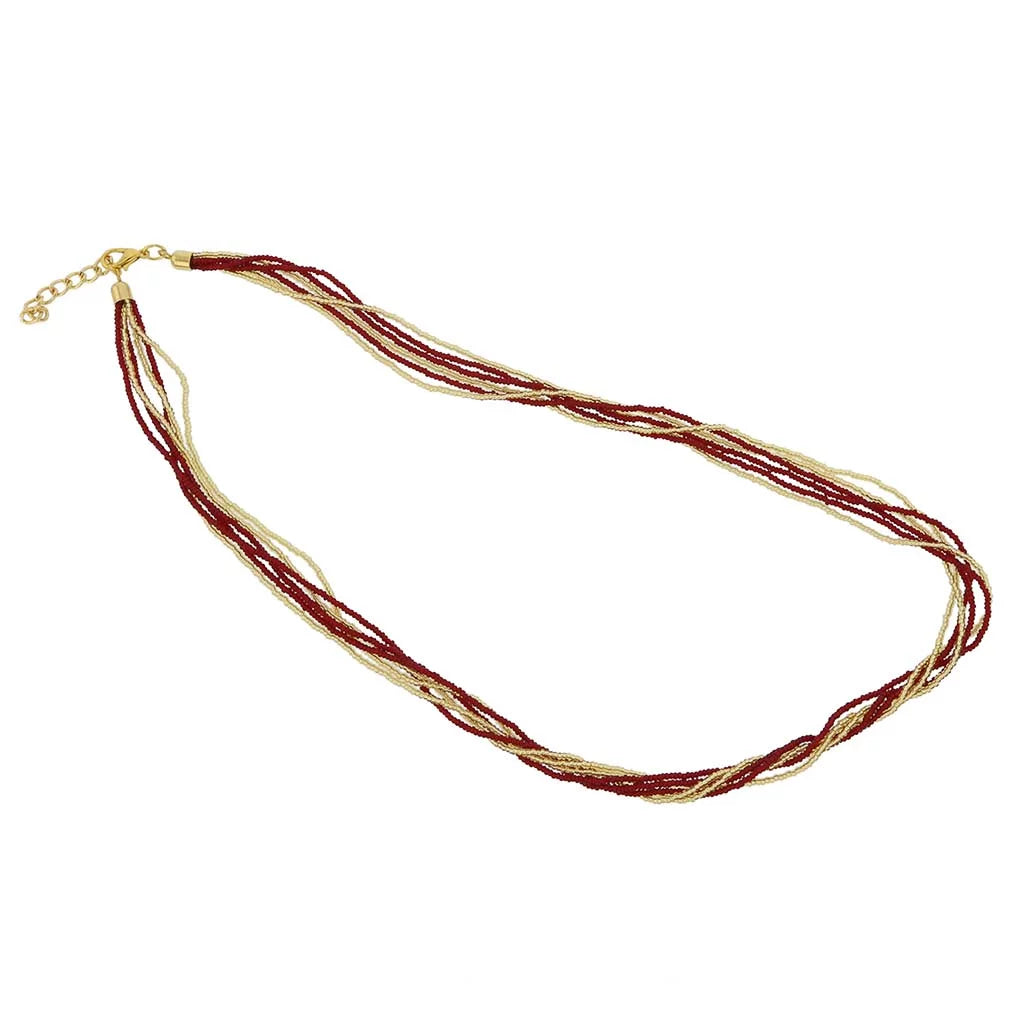 Murano Glass 6 Strand Seed Bead Necklace C996